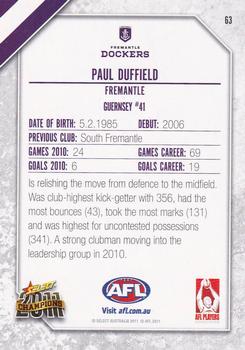 2011 Select AFL Champions #63 Paul Duffield Back